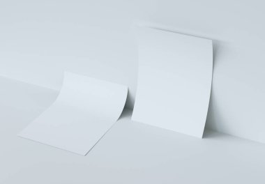 İki bükme Kağıt Mockup. 3d render.