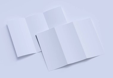 Tri-Fold Broşür Mockup üst görünümü. 3d render.