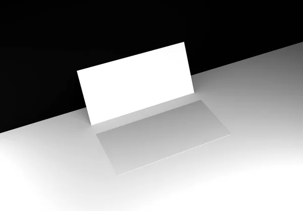 DL Flyer Mock-Up sobre fondo blanco y negro. renderizado 3d . — Foto de Stock