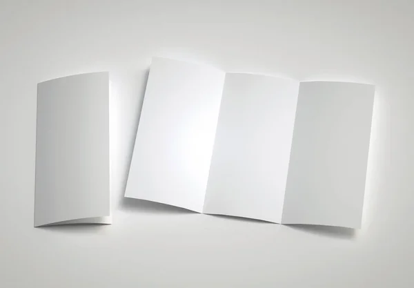 Gri arka plan da Broşür Mockup açıldı. 3d render.