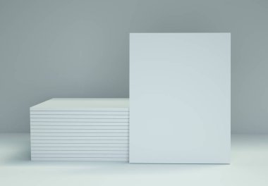 Dergi yığını Mockup gri arka plan üzerinde. 3d render.
