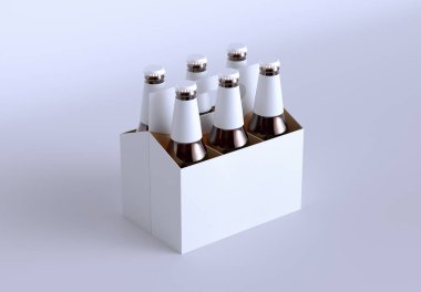 6 paket bira şişesi taşıyıcı maketi. 3d Hazırlama