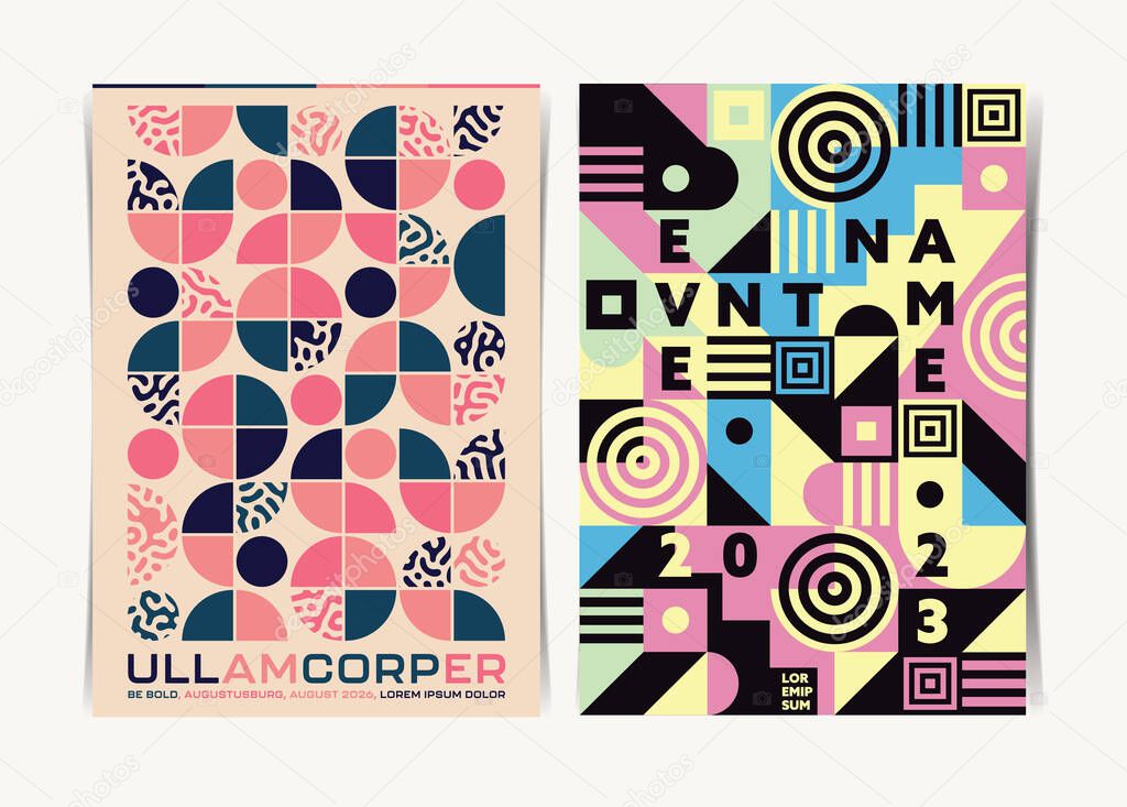 Two Colorful Geometric Posters Template with Turing Pattern. Vector illustration.