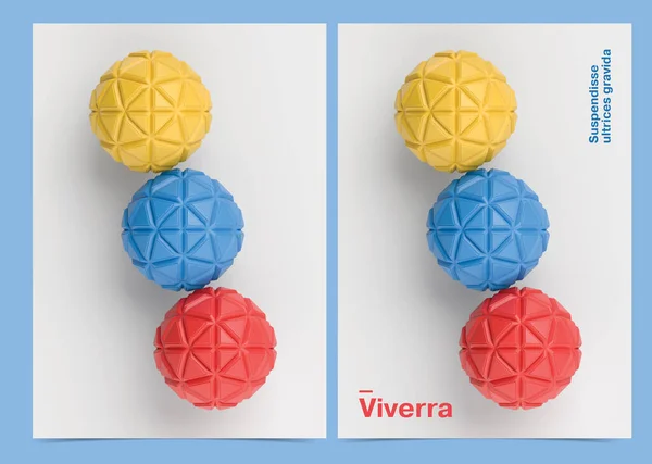 几何背景3D球体设计海报模板 3D渲染 — 图库照片