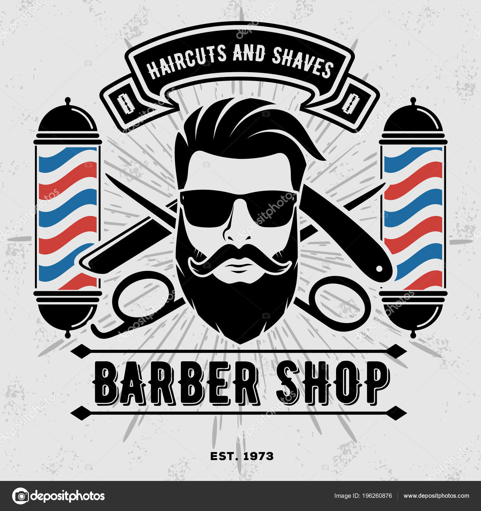 Barbershop Logo Barber Pole Vintage Style Vector Template Stock Vector By  ©Zfmbek 196260876