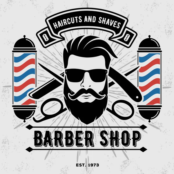 Barbershop Logo Com Barbeiro Pólo Estilo Vintage Modelo Vetor —  Vetores de Stock