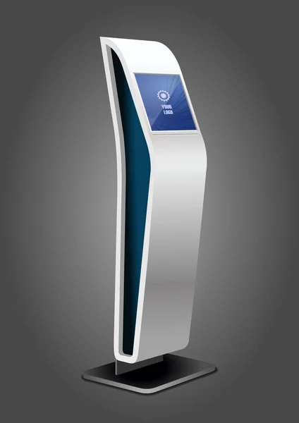 White Promotional Interactive Information Kiosk Terminal Stand Touch Screen Display — Stockvektor