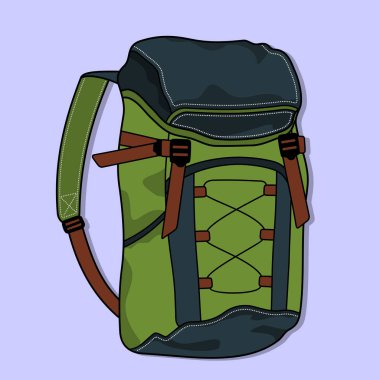 Gri arka plan üzerinde izole sırt çantası. Düz stil moda modern vektör çizim