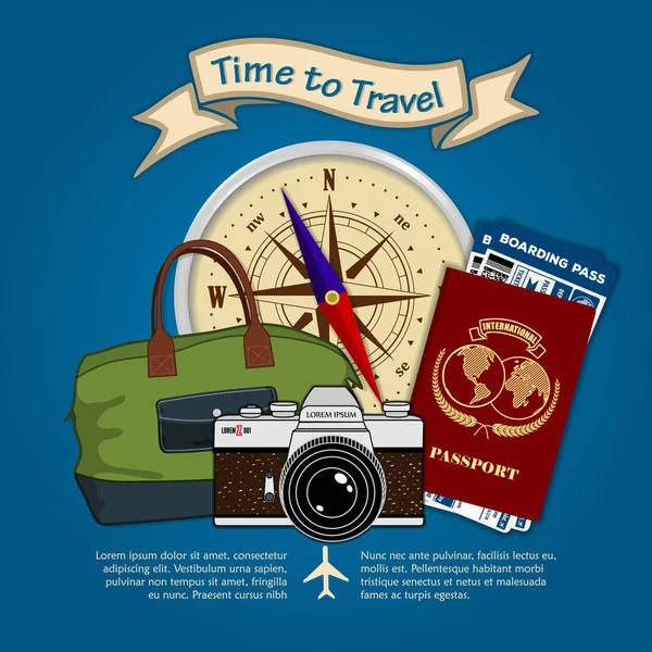 旅行や夏の休暇のデザイン テンプレートです 時間旅行に ベクトル図 — ストックベクタ
