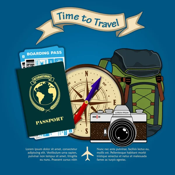 Modello Design Vacanze Estive Viaggio Tempo Viaggiare Illustrazione Vettoriale — Vettoriale Stock