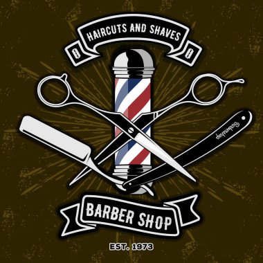 Berber dükkanı Logo Kuaför kutup vintage tarzı ile. Vektör şablonu