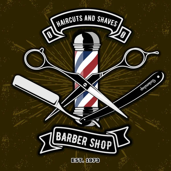 Berber dükkanı Logo Kuaför kutup vintage tarzı ile. Vektör şablonu