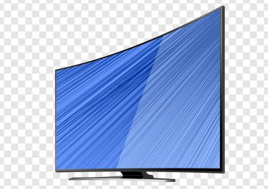 Eğri Tv ekran lcd, plazma şeffaf arka plan üzerinde izole. Gerçekçi vektör çizim. Şablonu alay.