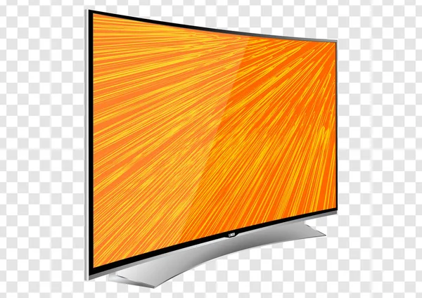 湾曲したテレビ画面の液晶 プラズマは 透明な背景に分離されました リアルなベクター イラストです モックアップを作成テンプレート — ストックベクタ