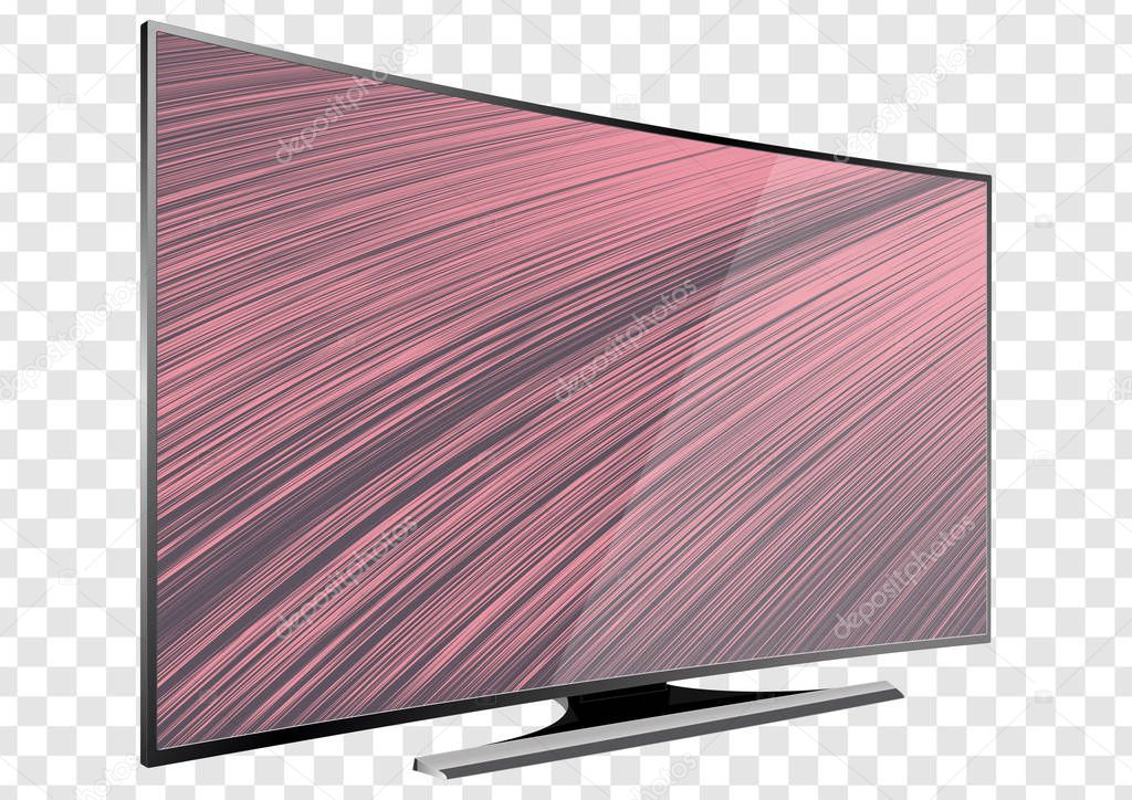 Curved TV screen lcd, plasma isolated on transparent background. Realistic vector illustration. Mock Up Template.