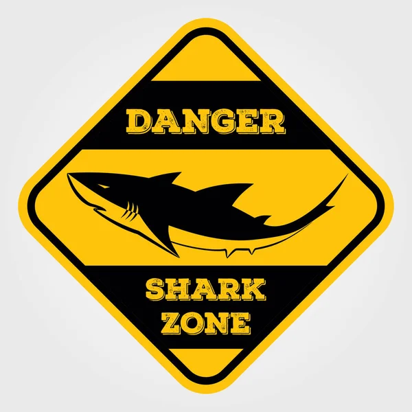 Danger Shark Zone Sign Vector Illustration — Stock Vector