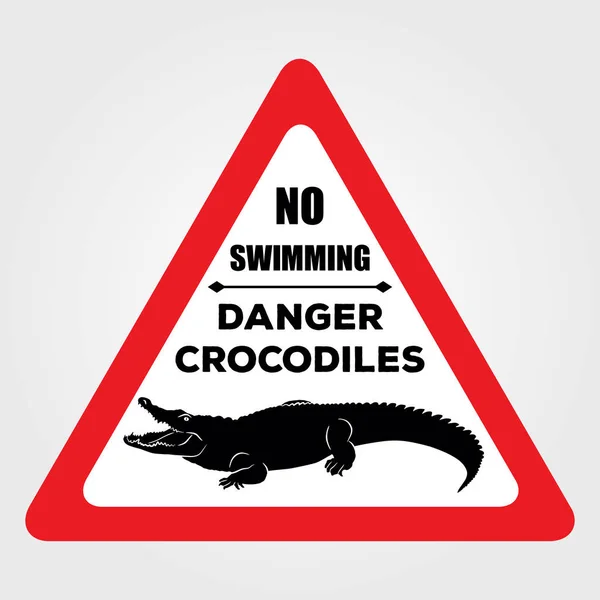 Danger Crocodiles Swimming Sign — Stock Vector