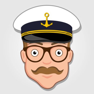 Kaptan karikatür yüz. Vektör çizim.