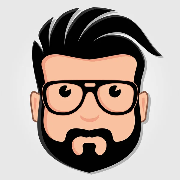 Man Cartoon gezicht met bril. Vectorillustratie. — Stockvector