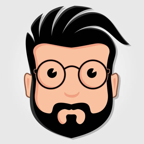 Man Cartoon gezicht met bril. Vectorillustratie. — Stockvector