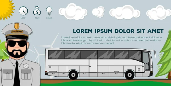 Bus de voyage. Bannières ou affiches de transport. Idéal pour le site Web ou l'image de profil de couverture de réseau social . — Image vectorielle