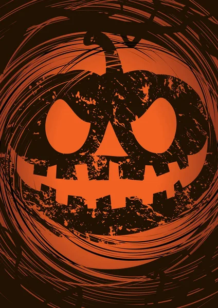 Grungy fondo de Halloween con calabazas de miedo. Ilustración vectorial . — Vector de stock