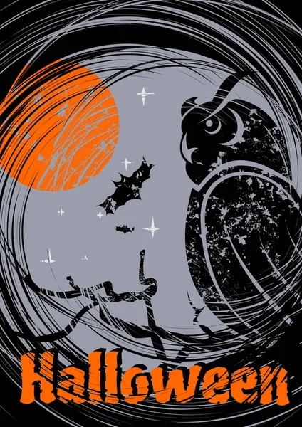 Grungy Halloween Hintergrund mit Eule. Vektorillustration. — Stockvektor