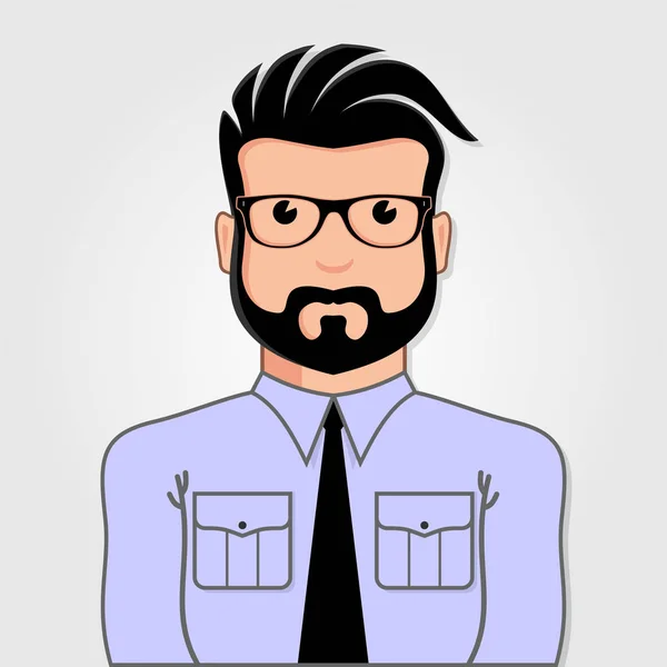 Hombre Retrato de dibujos animados con gafas. Ilustración vectorial . — Vector de stock