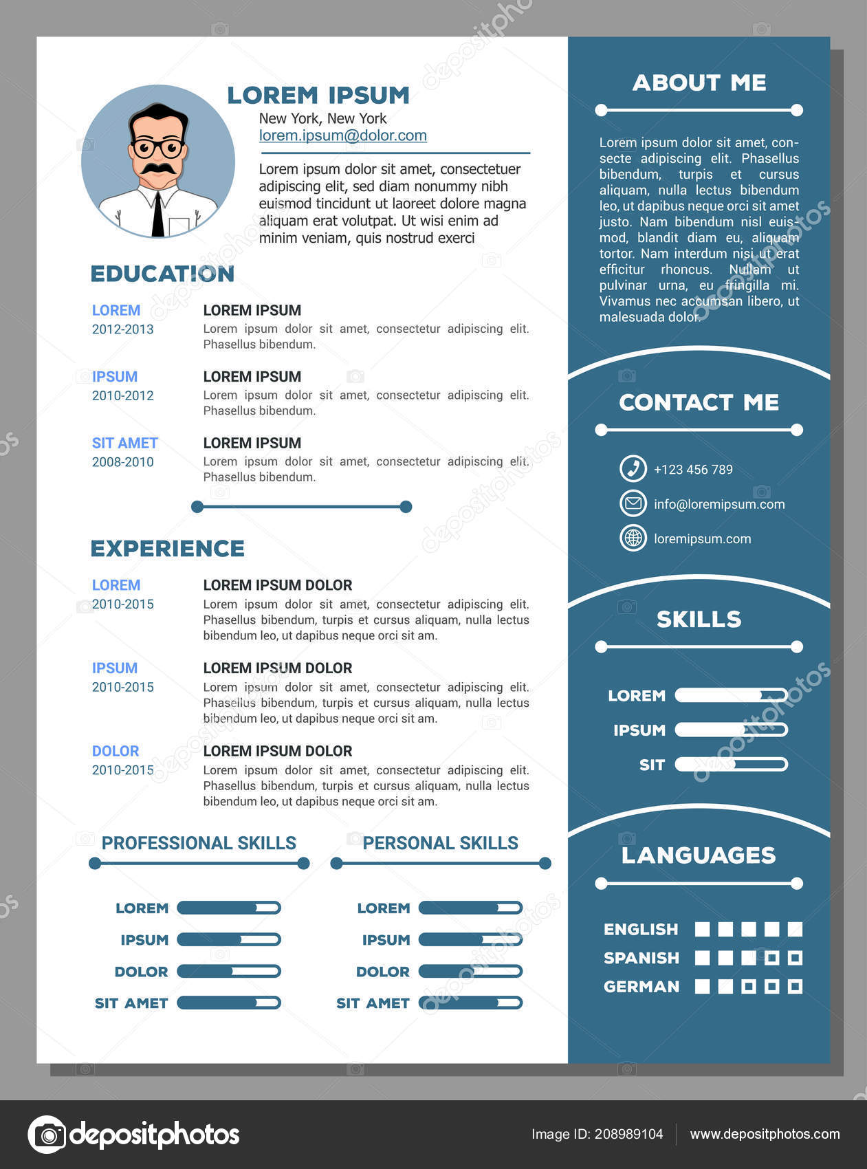 Резюме И Шаблон Резюме С Хорошим Дизайном Векторное Изображение.