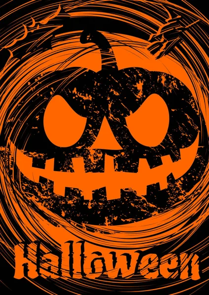 Grungy Halloween sfondo con zucche spaventose. Illustrazione vettoriale . — Vettoriale Stock