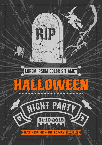 Halloween Party Poster, uitnodiging, Banner. Vectorillustratie. — Stockvector