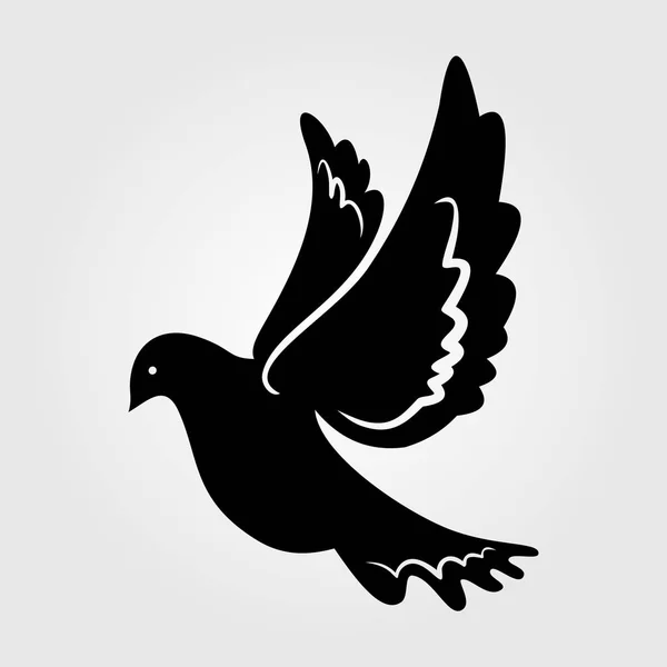 실루엣, 아이콘 흰색 배경에 고립 된 비둘기. — 스톡 벡터