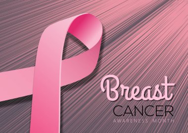 Meme kanseri bilinçlendirme ay arka plan gerçekçi pembe kurdele ile. Vektör çizim