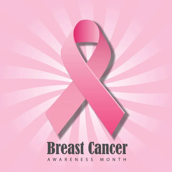 Affiche ou bannière du Mois de la sensibilisation au cancer du sein avec un ruban rose réaliste. Illustration vectorielle — Image vectorielle