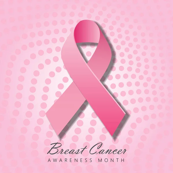 Mese di consapevolezza del cancro al seno poster o banner design con nastro rosa realistico. Illustrazione vettoriale — Vettoriale Stock