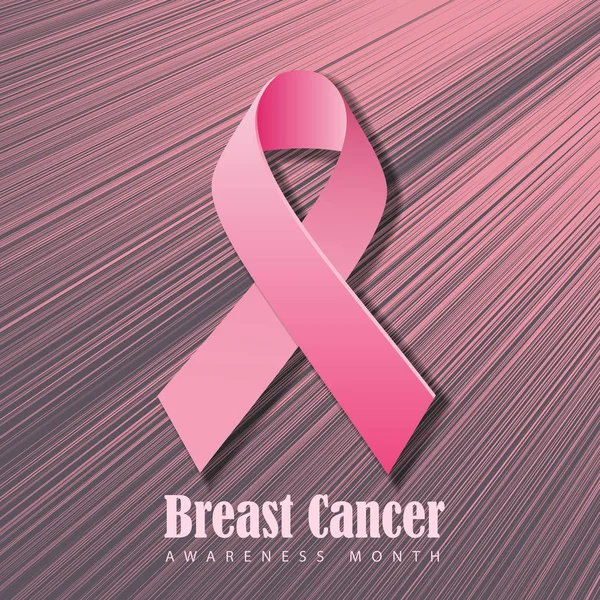 Mese di consapevolezza del cancro al seno poster o banner design con nastro rosa realistico. Illustrazione vettoriale — Vettoriale Stock