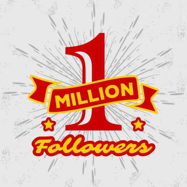 1 Millón de seguidores símbolo de logro . — Vector de stock