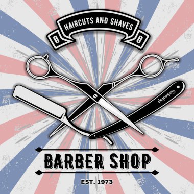 Kuaför dükkanı vintage etiket, rozet veya amblem. 