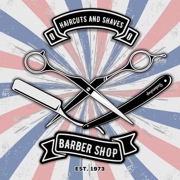 Etichetta, distintivo o emblema vintage da barbiere . — Vettoriale Stock