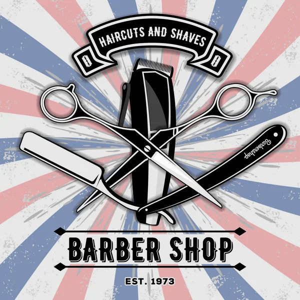 Barber shop vintage label, badge, or emblem. — Stock Vector