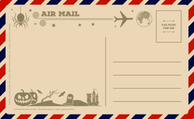 Vintage Halloween kartpostal. Vektör çizim.