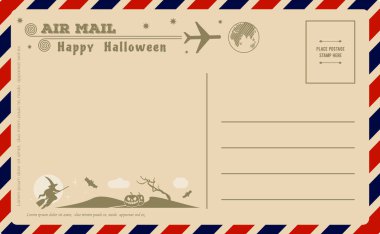 Vintage Halloween kartpostal. Vektör çizim.