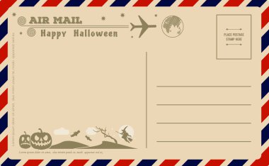 Vintage Halloween kartpostal. Vektör çizim.