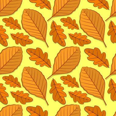 Meşe ve kayın sonbahar yaprakları ile Seamless modeli