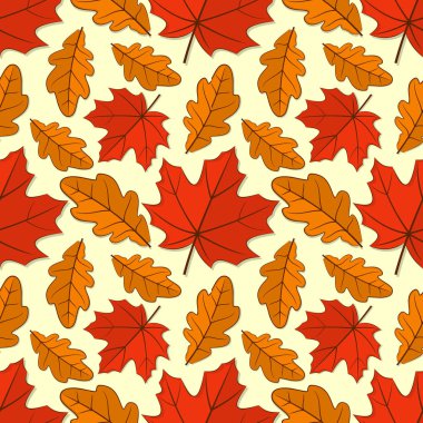 Meşe ve Akçaağaç Sonbahar yaprakları ile Seamless modeli