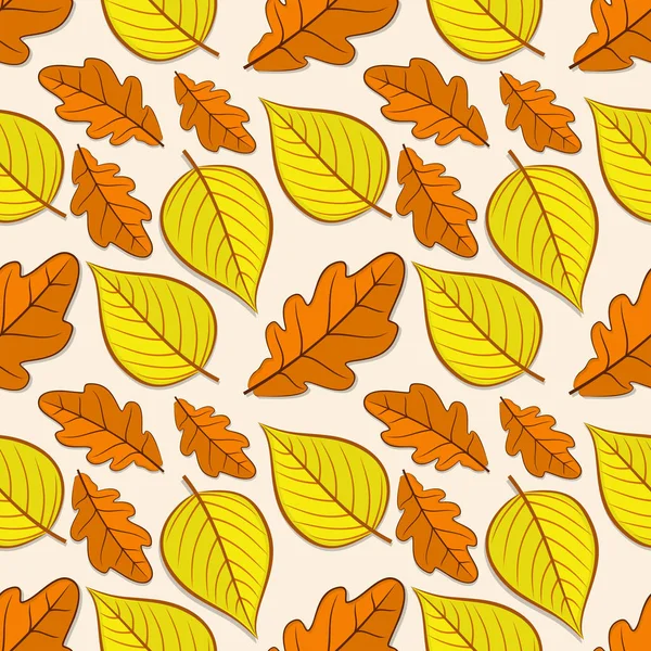 Naadloze patroon met eiken en linden Herfstbladeren — Stockvector