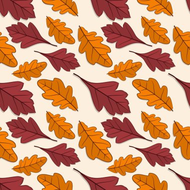 Meşe ve alıç yaprakları ile Seamless modeli