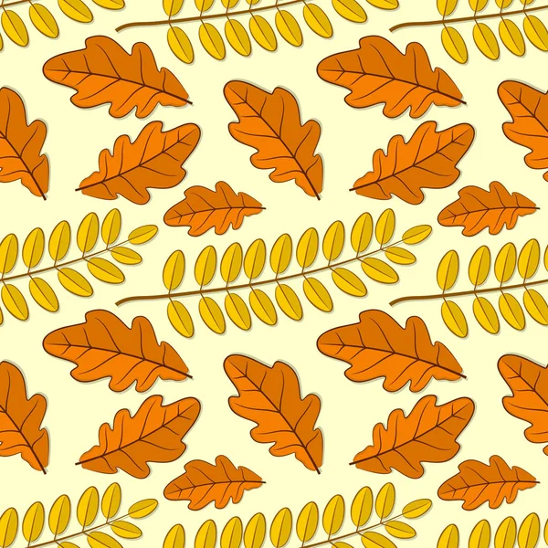Бесшовный рисунок с дубом и акацией осенних листьев — стоковый вектор