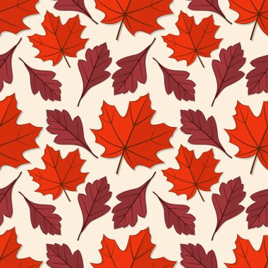 Akçaağaç ve alıç yaprakları ile Seamless modeli.