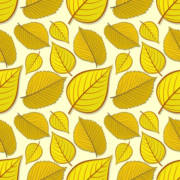 Naadloze patroon met iep en linden Herfstbladeren — Stockvector